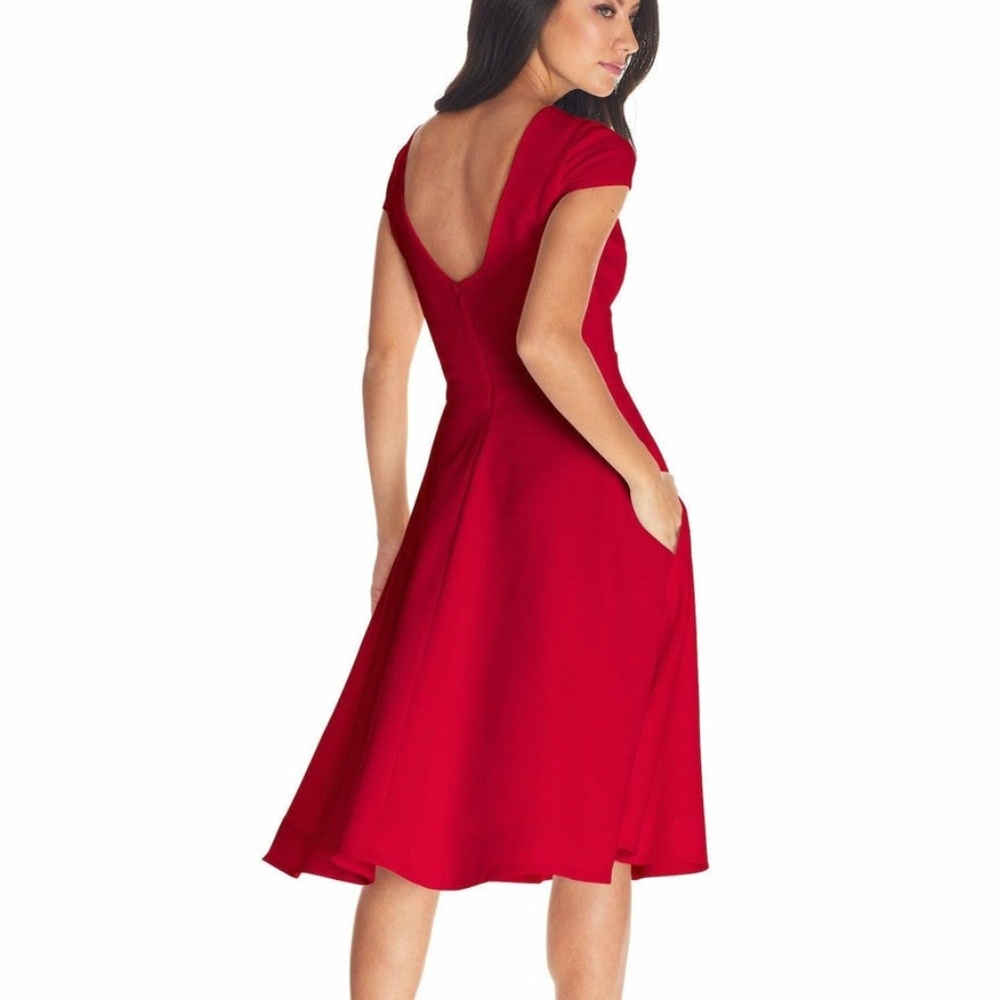 NEW DRESS THE POPULATION Livia GARNET Red Fit & Flare MIDI Cocktail DRESS S - Picture 14 of 14